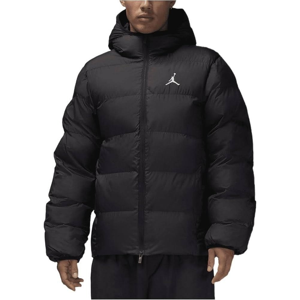 Mens Size L Jordan Brooklyn Down Puffer Jacket Hooded Zip Up Black FV7317-010